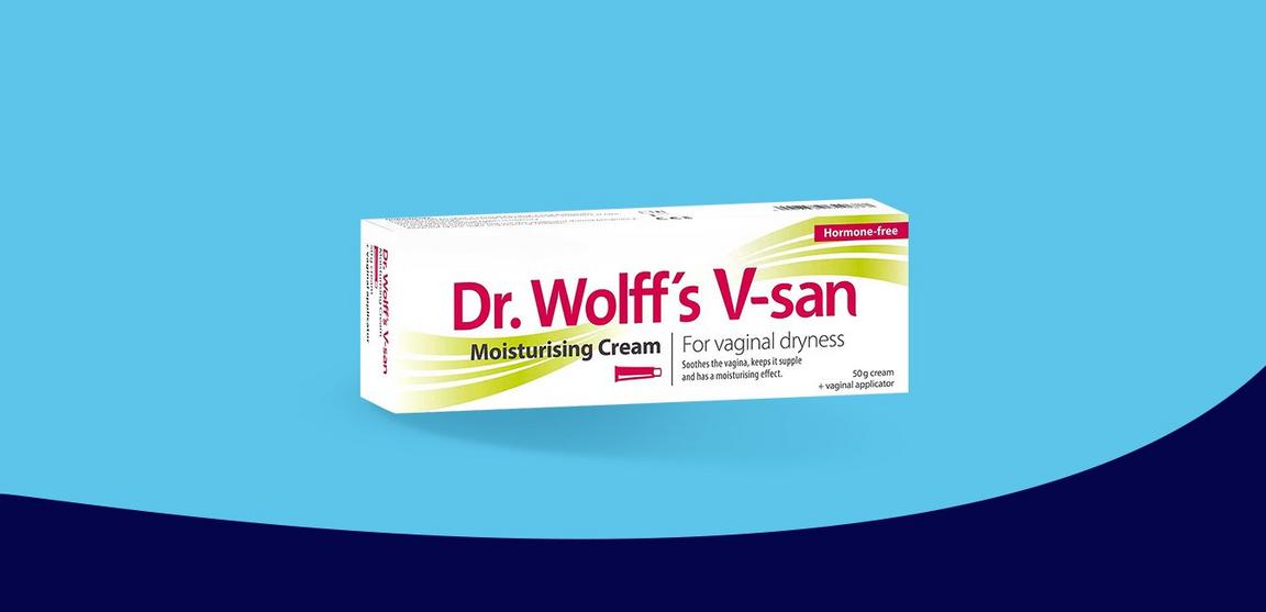 White and red product on blue background