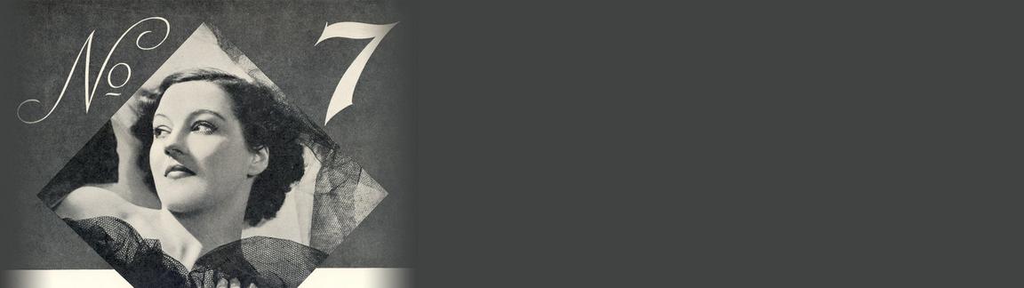 Vintage-style portrait of a woman with "No 7" text
