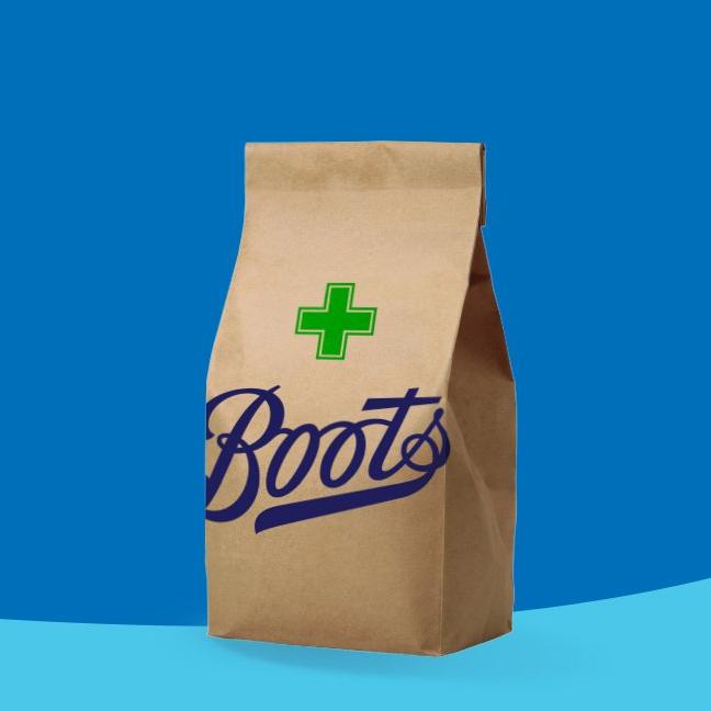 Brown paper bag on a blue background