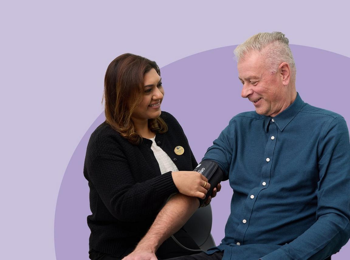 Health mot cut out on a purple background