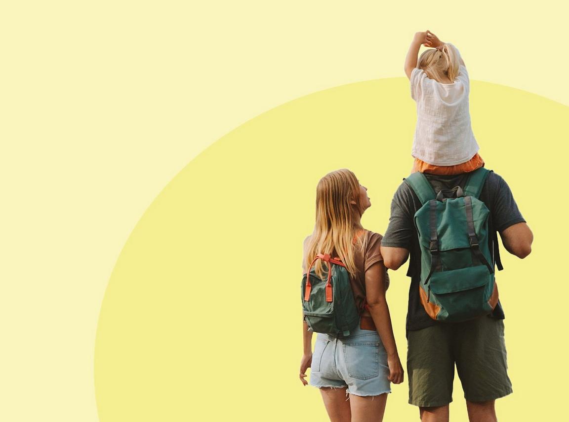 Travel cut out on a yellow background