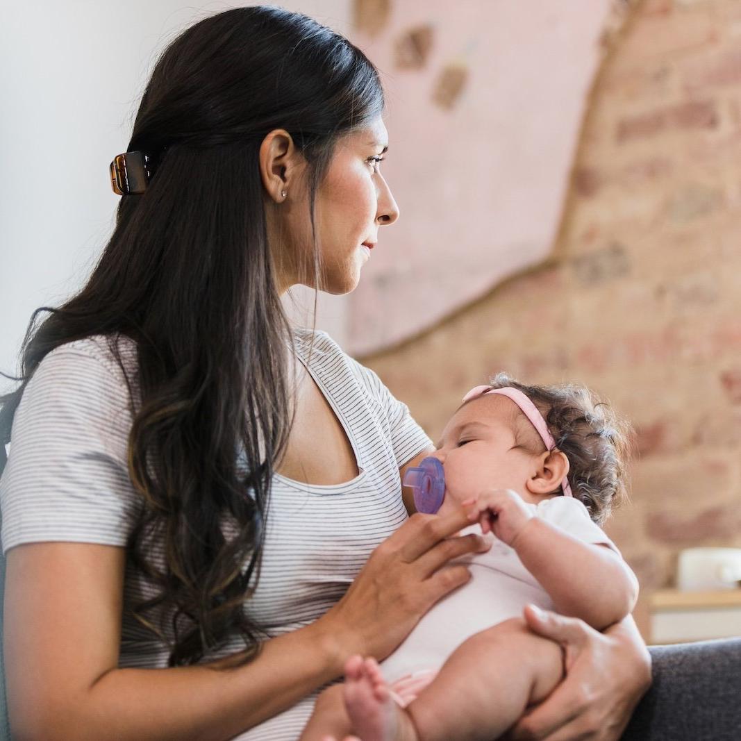 A person holding a baby 