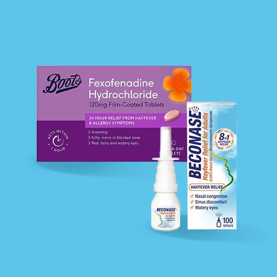 Two products on a blue background.