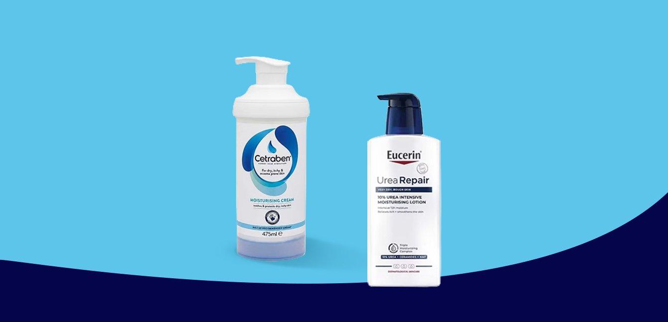Cetraben and Eucerin moisturising products.