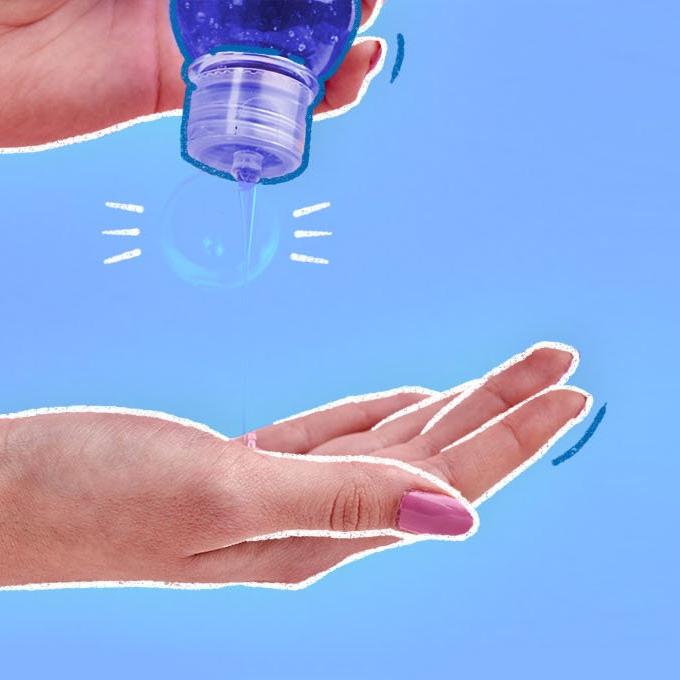 Someone squeezing lotion into their hand