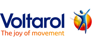 Abstract figure, orange circle, "Joy of movement"