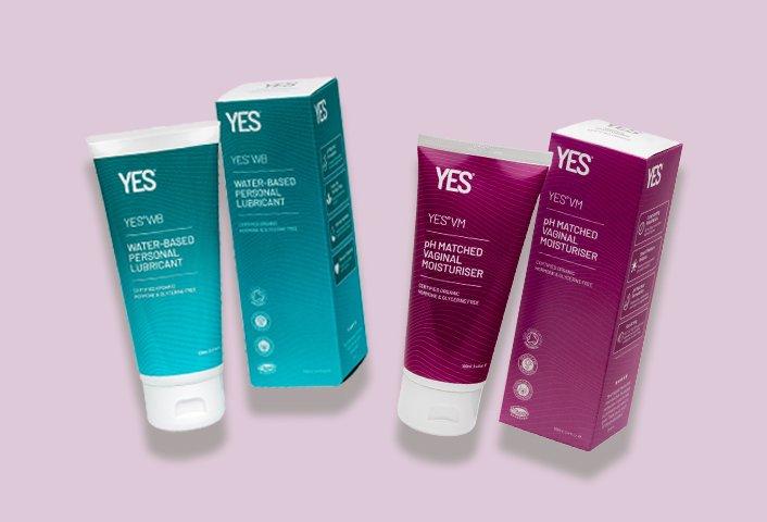 A group of yes products on a green and beige background.